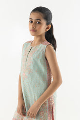 Stitched Kids Cotton Net Embroidered Suit